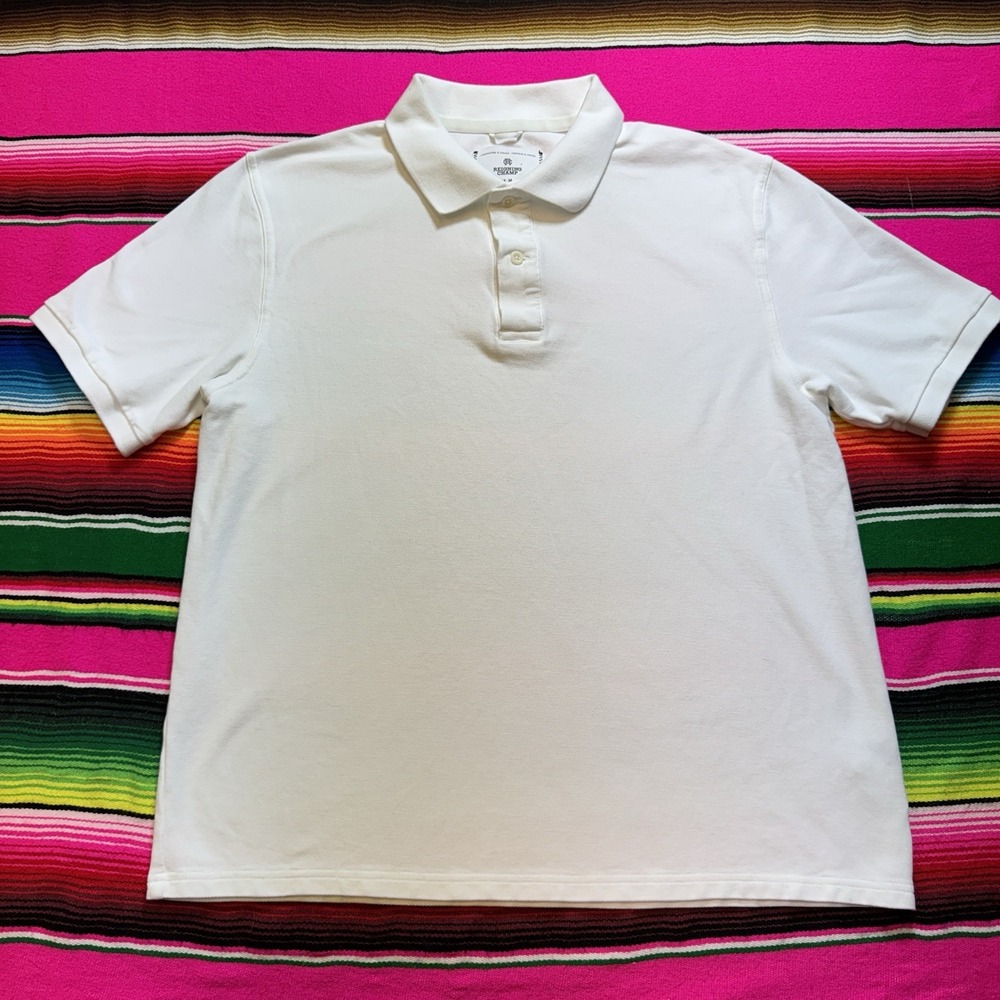 Reigning Champ‎ Solotex Polo Shirt Men's M White Cotton Casual Made in Canada